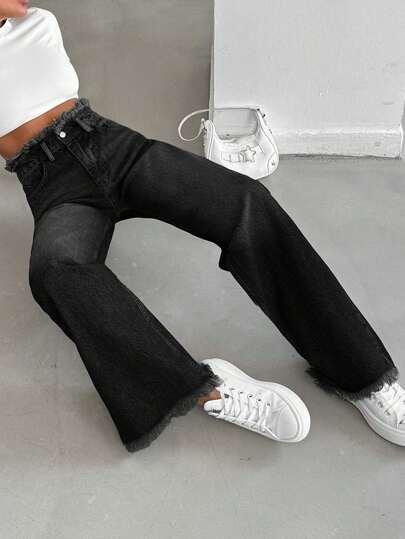 CZARNE SPODNIE JEANS