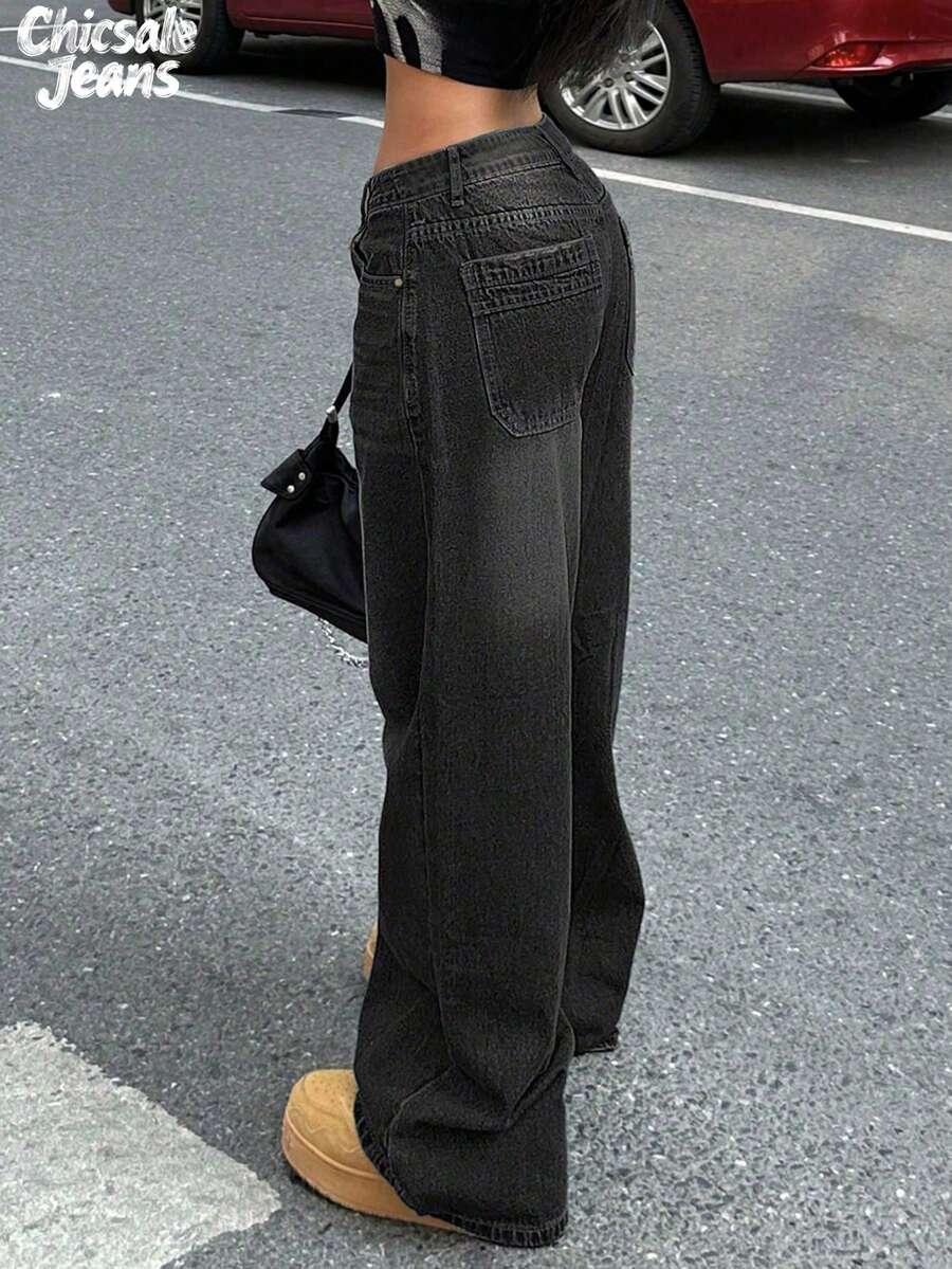 CZARNE SPODNIE JEANS