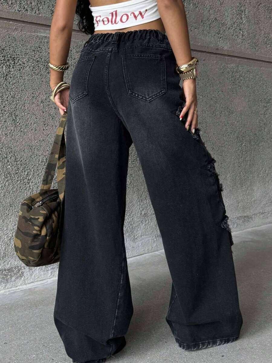 CZARNE SPODNIE JEANS