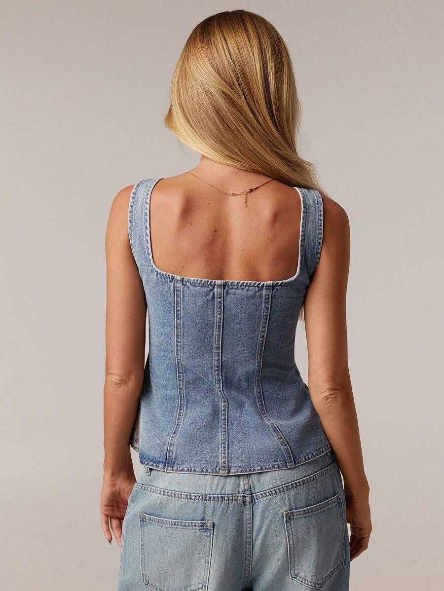 niebieski top jeans 
