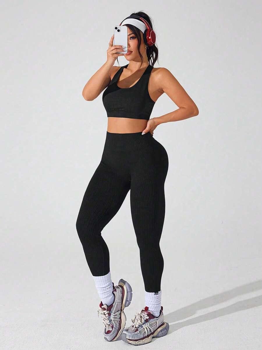 sportowe legginsy prążki 