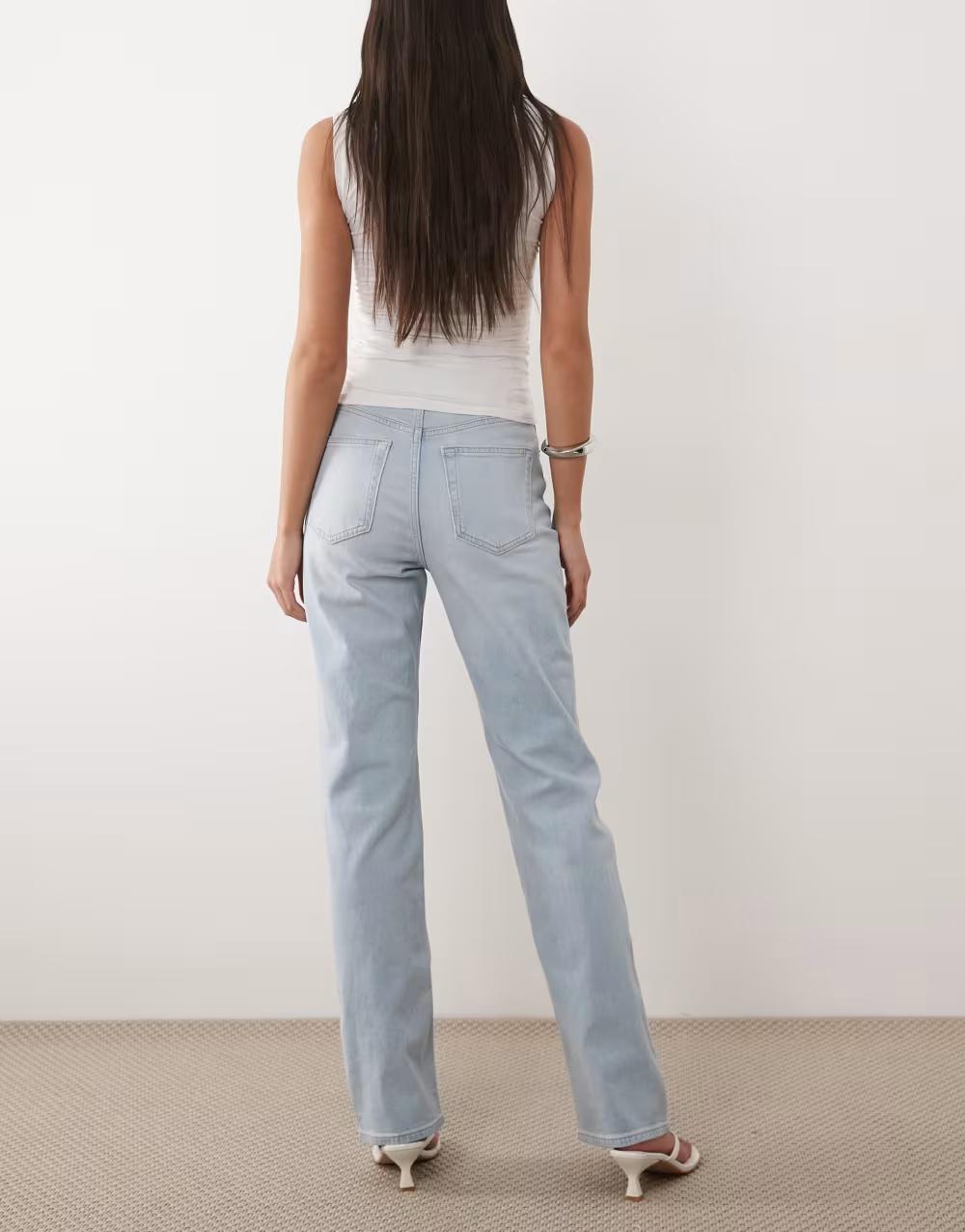 niebieskie spodnie jeans wysoki stan