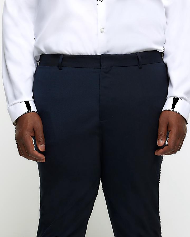 granatowe eleganckie spodnie slim fit