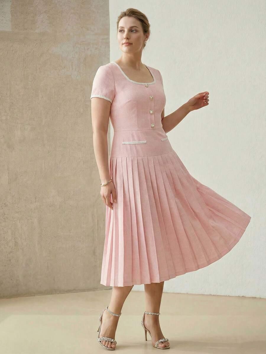 RÓZOWA  plisowana sukienka