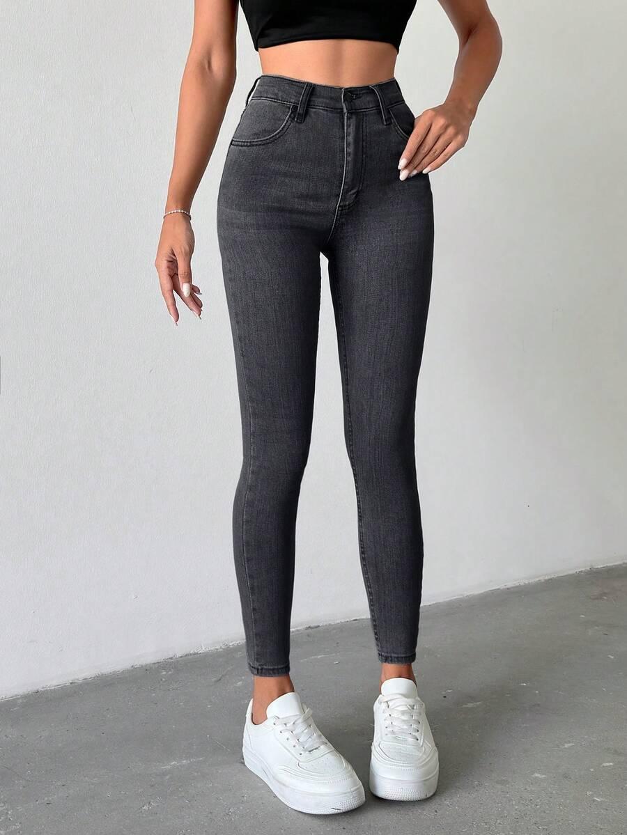 CZARNE SPODNIE JEANS 