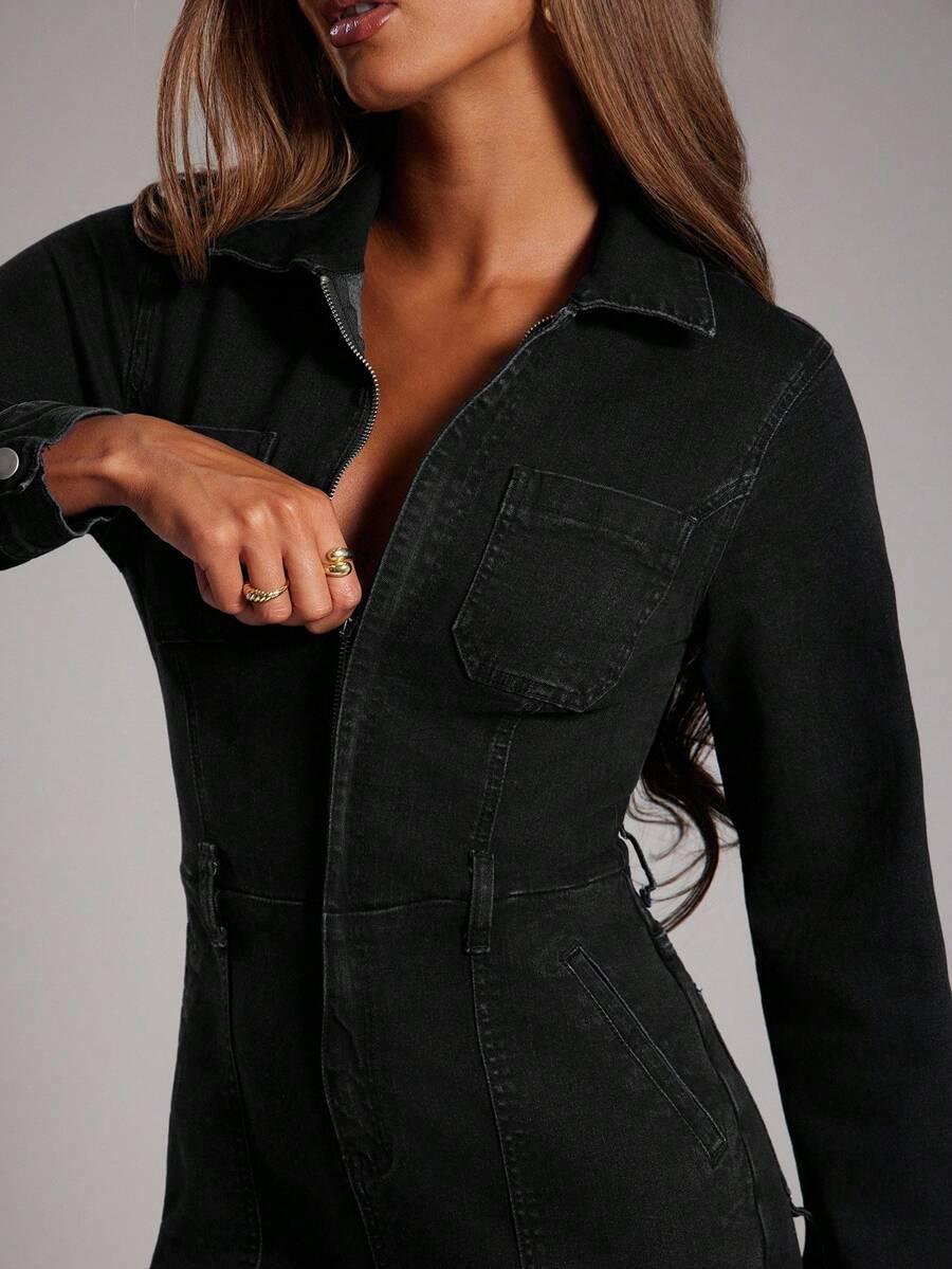 czarny kombinezon jeans