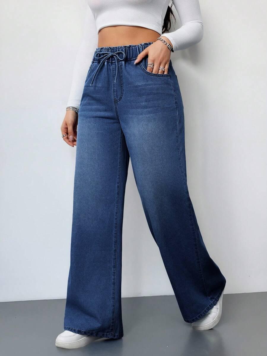spodnie jeans z gumką w pasie