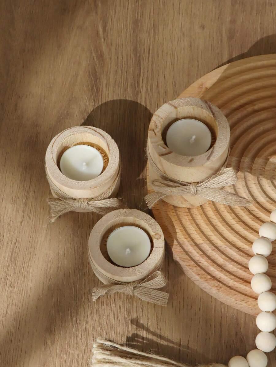 drewniane świeczniki 3-pack