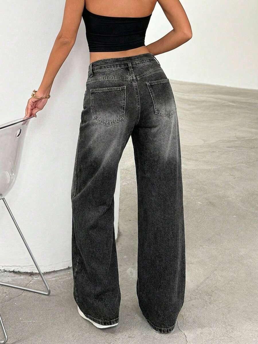 czarne spodnie jeans z efektem sprania