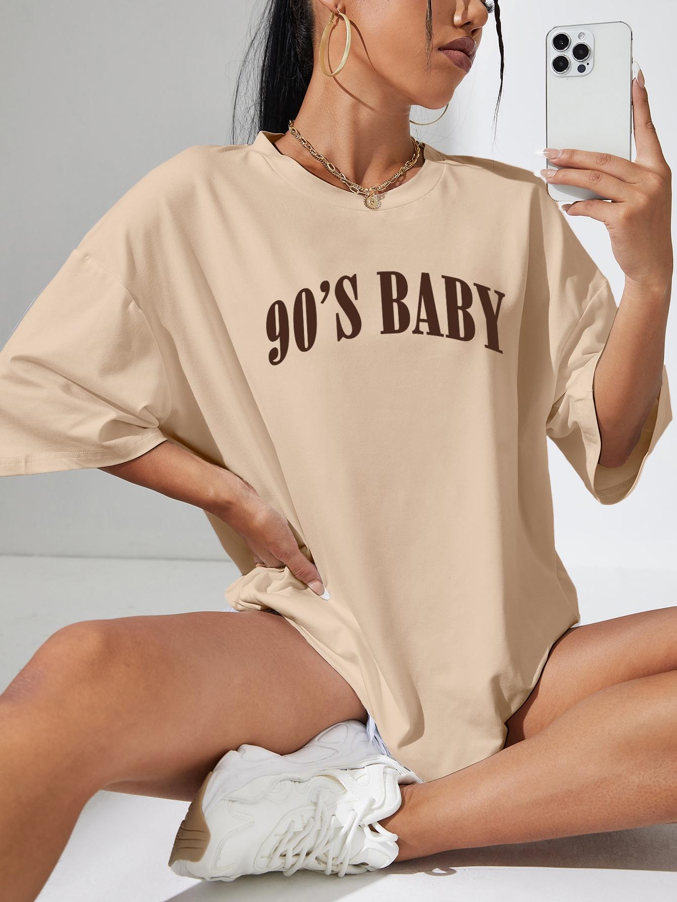beżowy t-shirt print