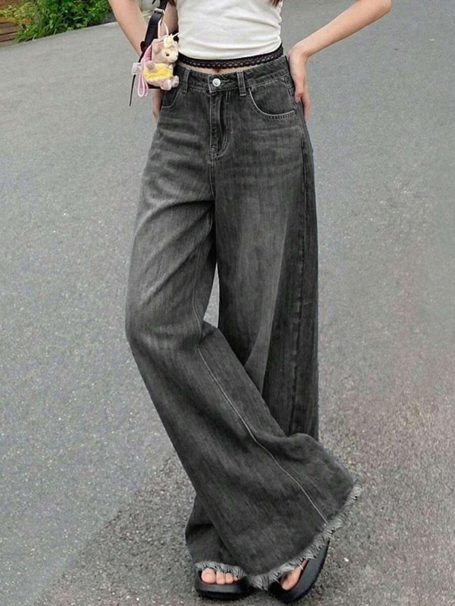 SPODNIE JEANS WYSOKI STAN WASH EFFECT
