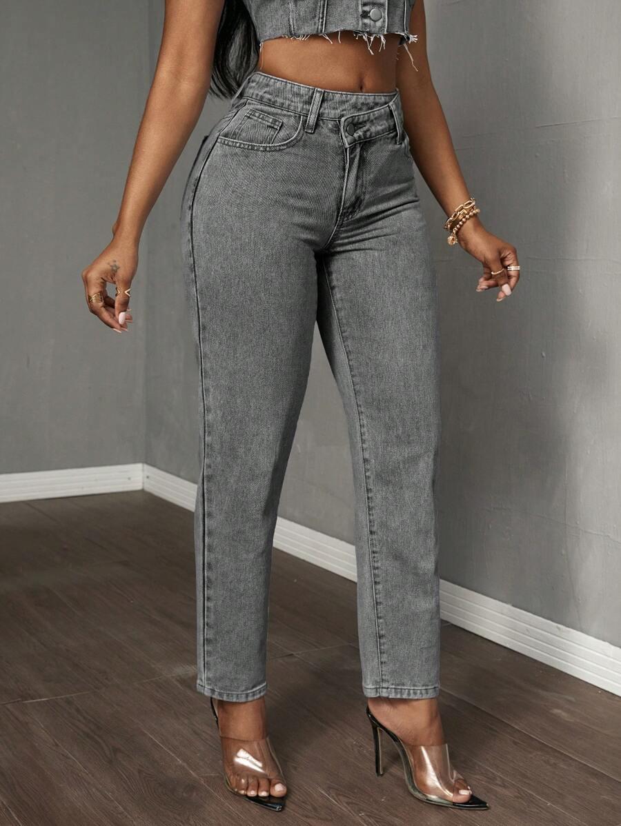 SZARE SPODNIE JEANS 