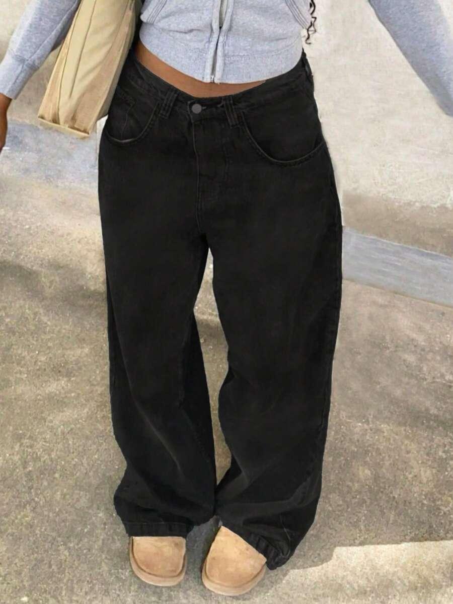 CZARNE SPODNIE JEANS