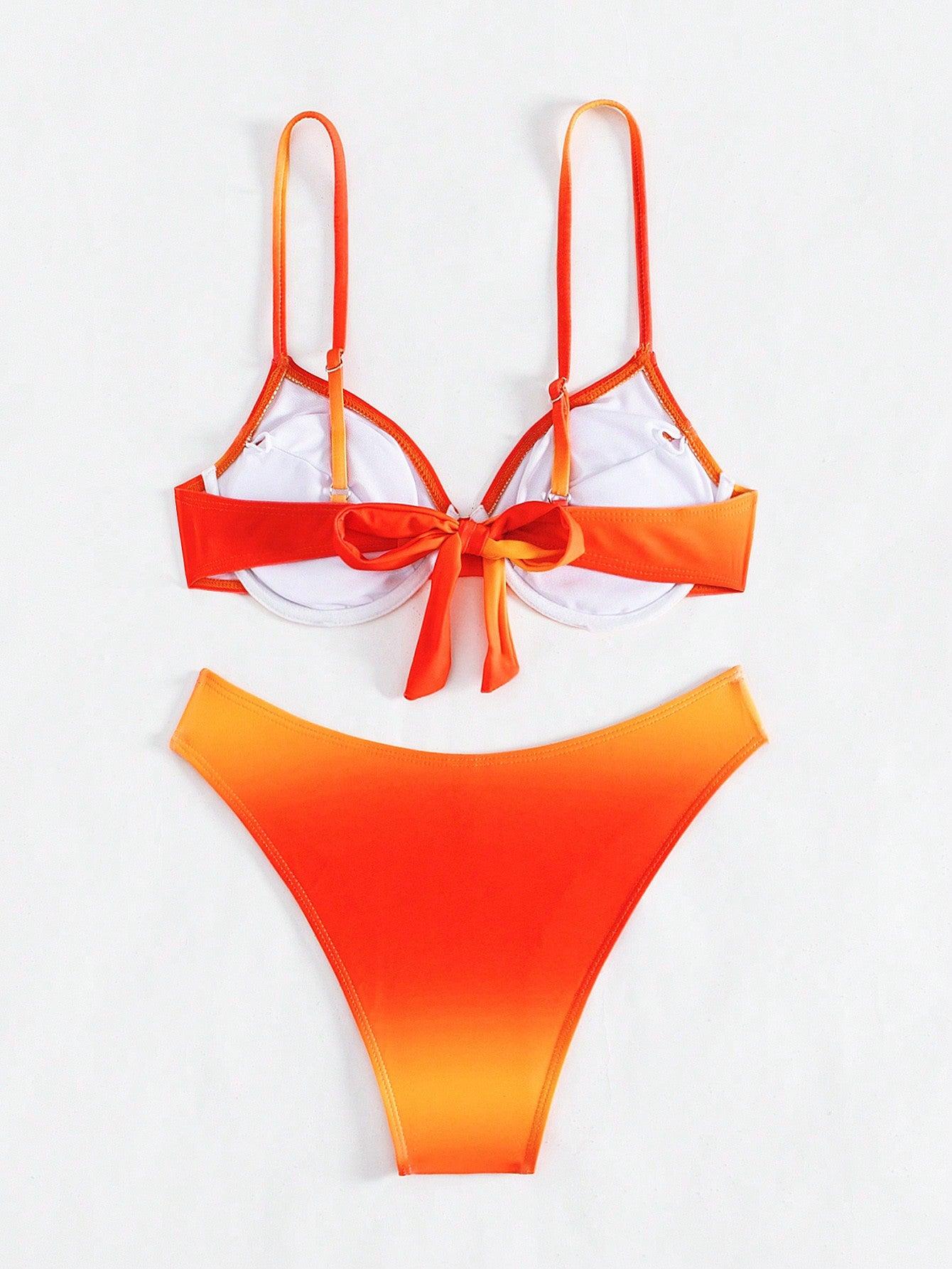 pomarańczowy strój kąpielowy dwuczęściowy 