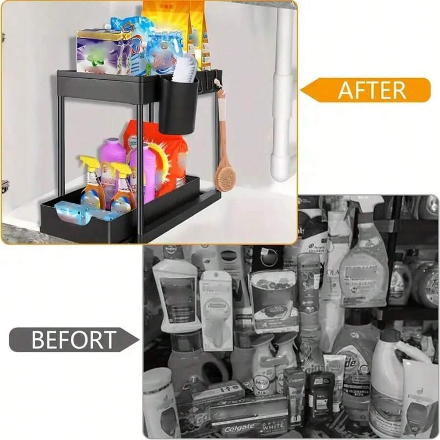 czarny organizer pod zlew