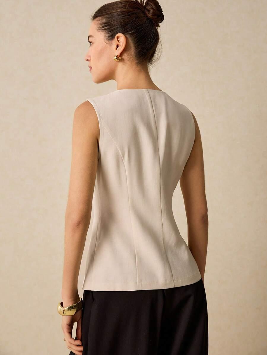 BEŻOWA KAMIZELKA GUZIKI