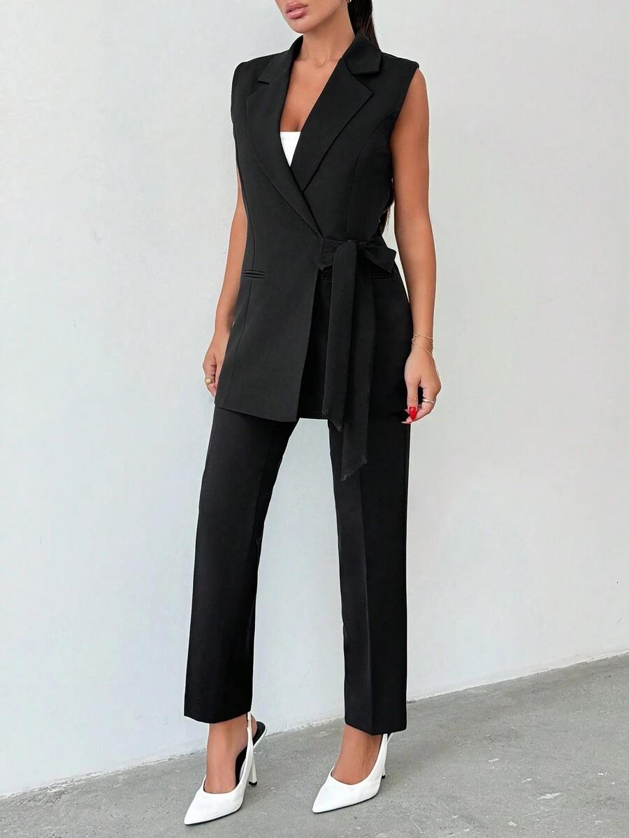CZARNE ELEGANCKIE SPODNIE