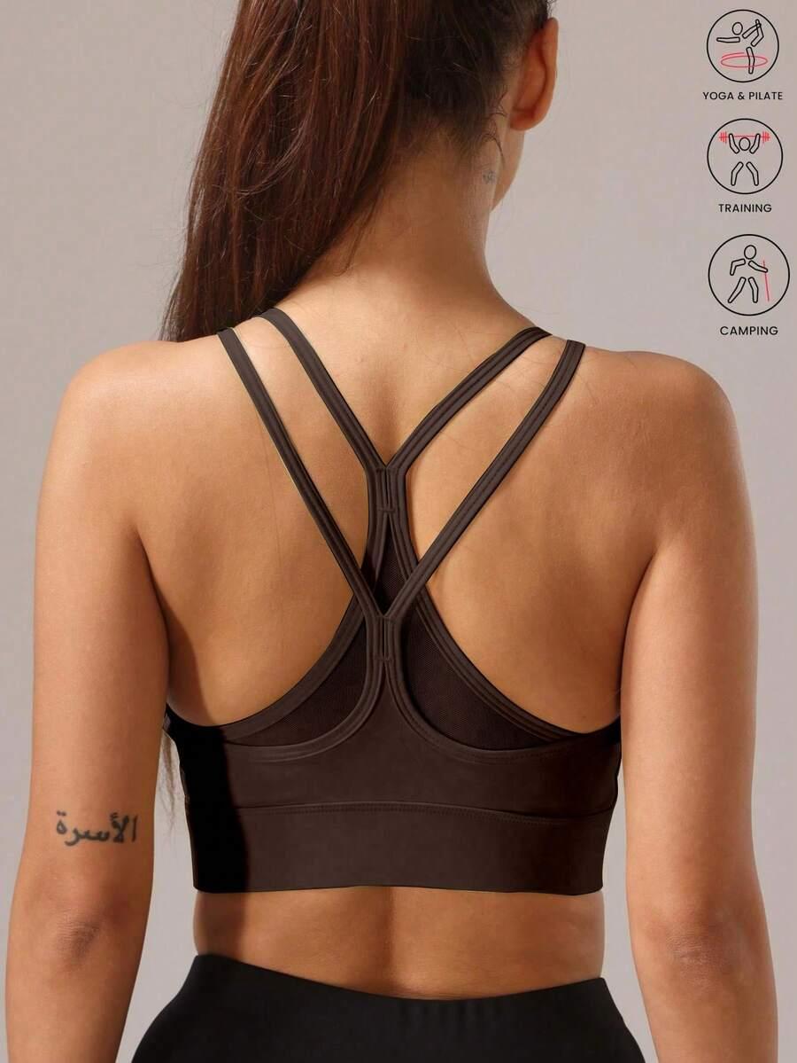 brązowy top sportowy basic