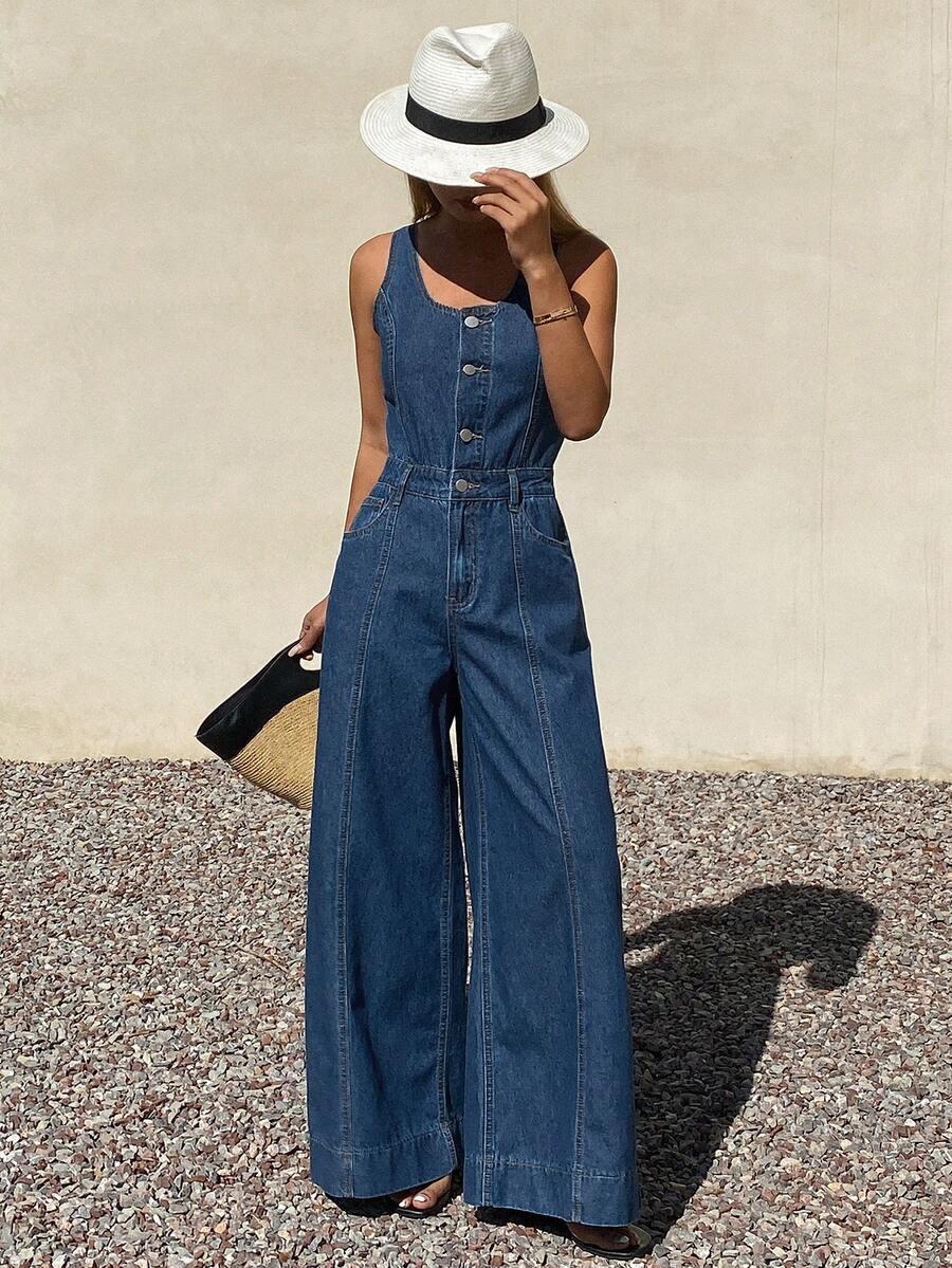 kombinezon bez rękawów jeans