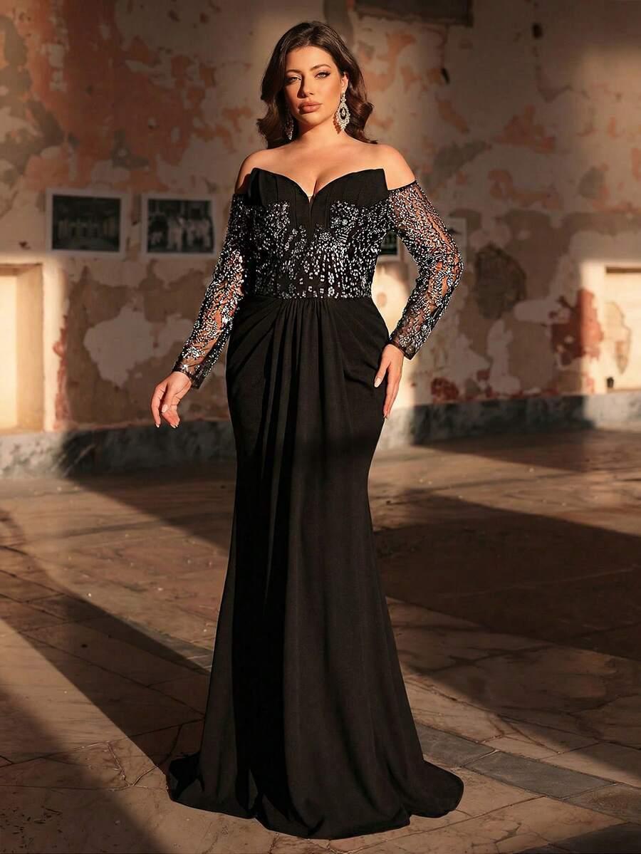czarna maxi sukienka zdobienie
