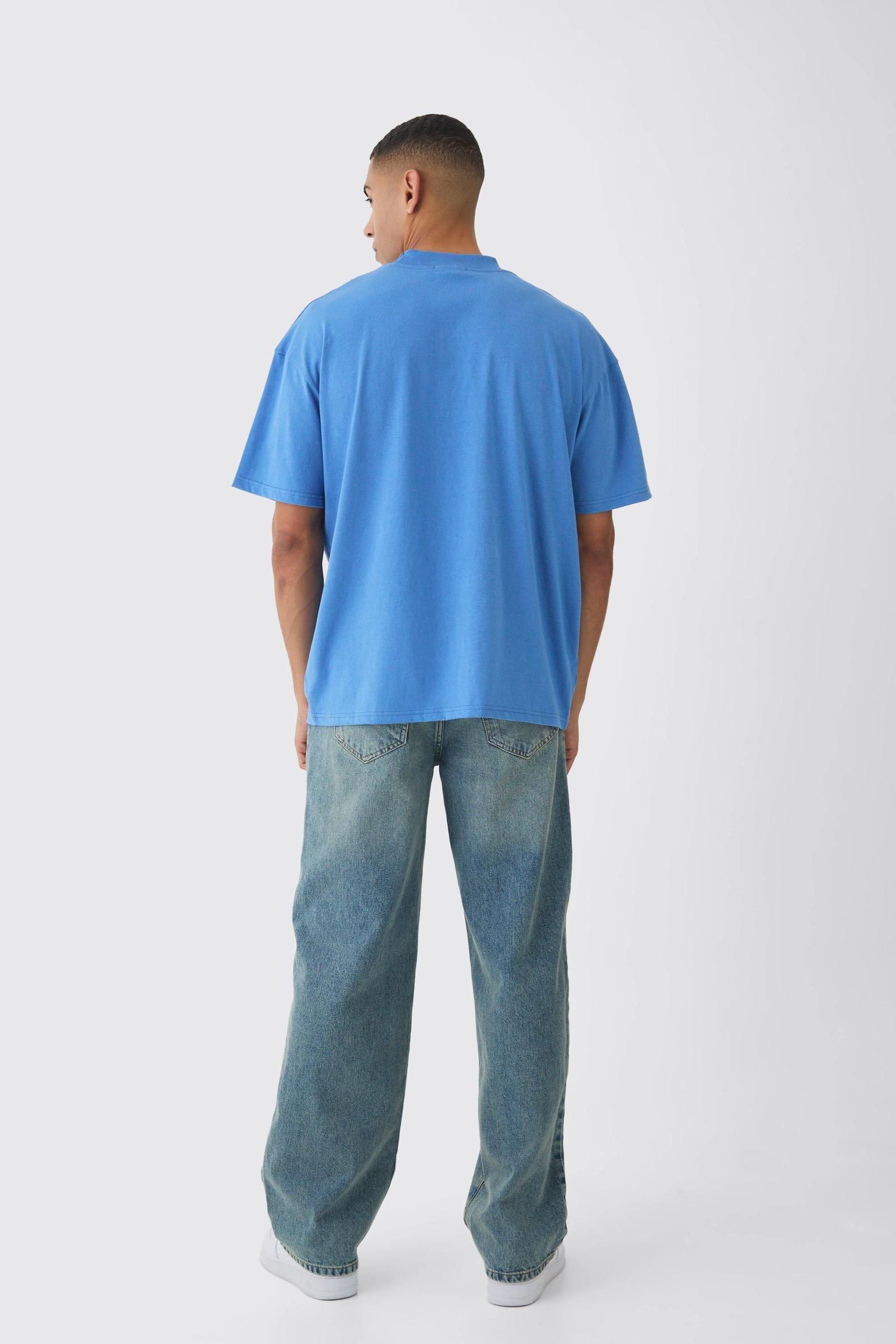 NIEBIESKI T-SHIRT OVERSIZE 