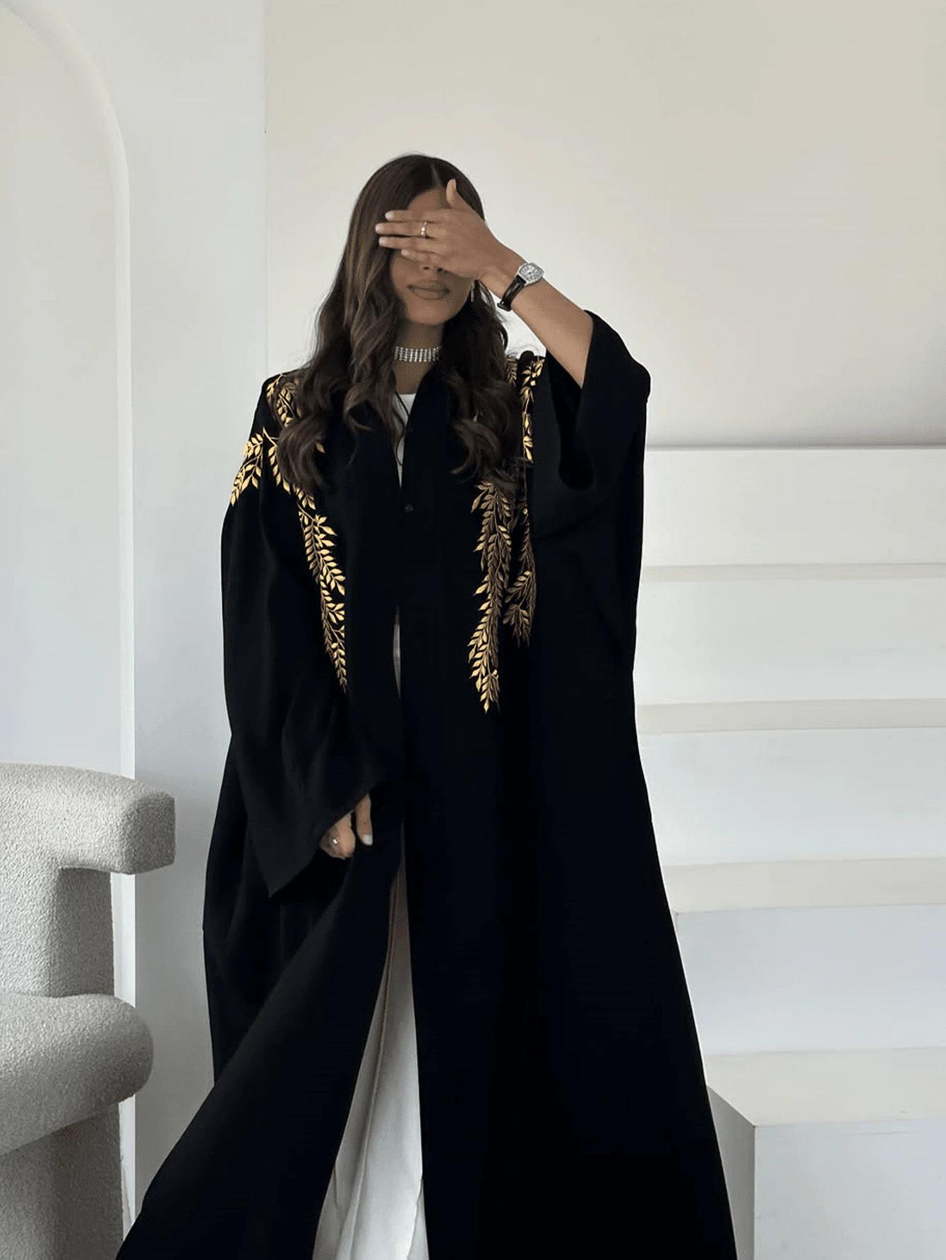 czarna abaya sukienka zdobienie