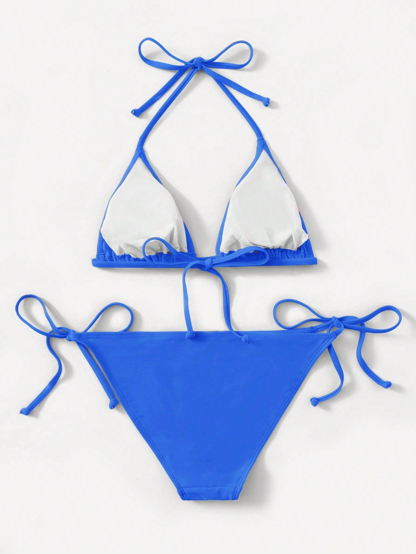 niebieska góra od bikini wiązanie