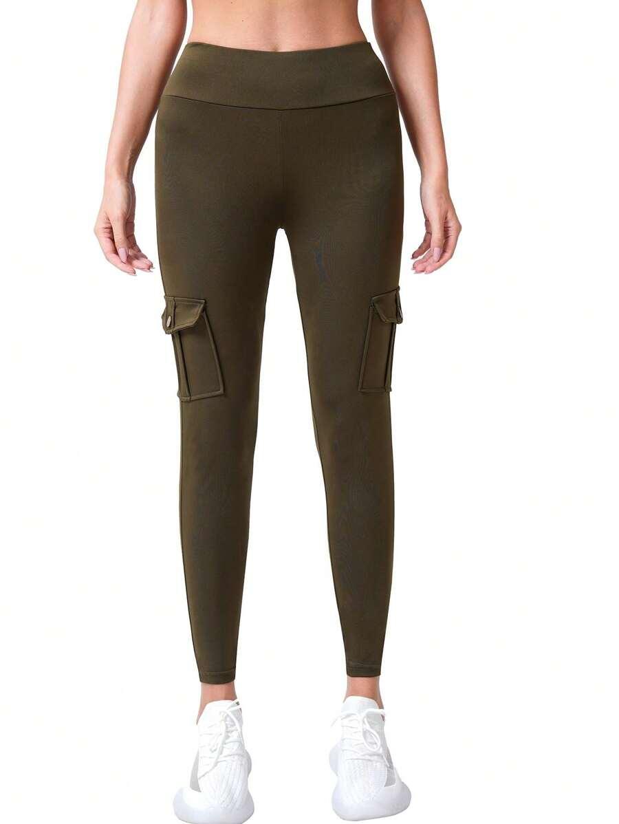 zielone legginsy kieszenie