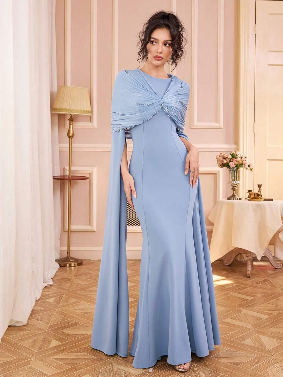niebieska maxi sukienka