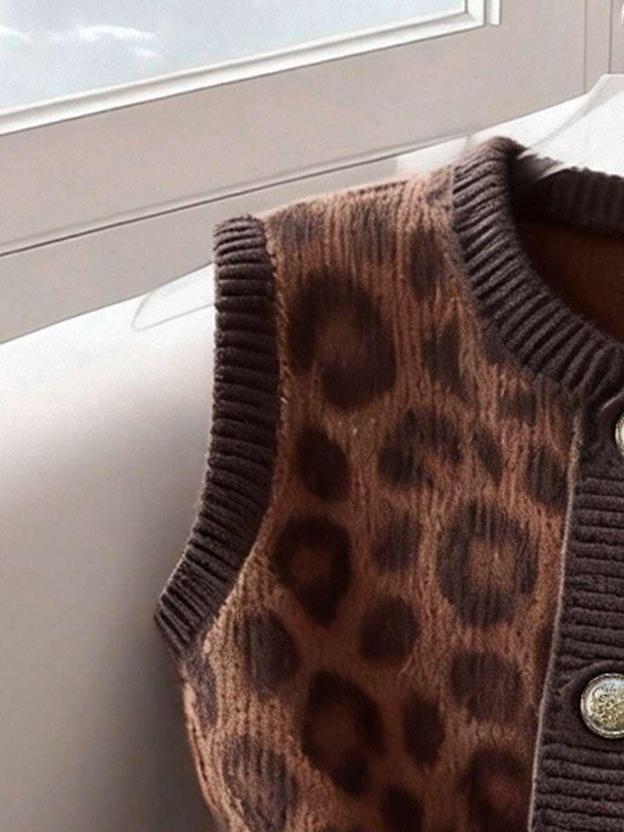 dzianinowa kamizelka animal print