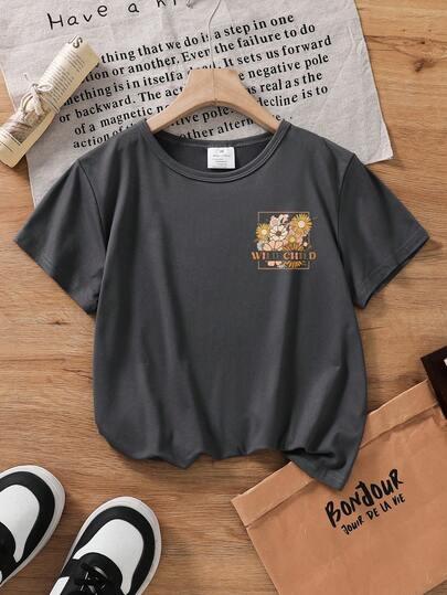 t-shirt nadruk kwiaty 