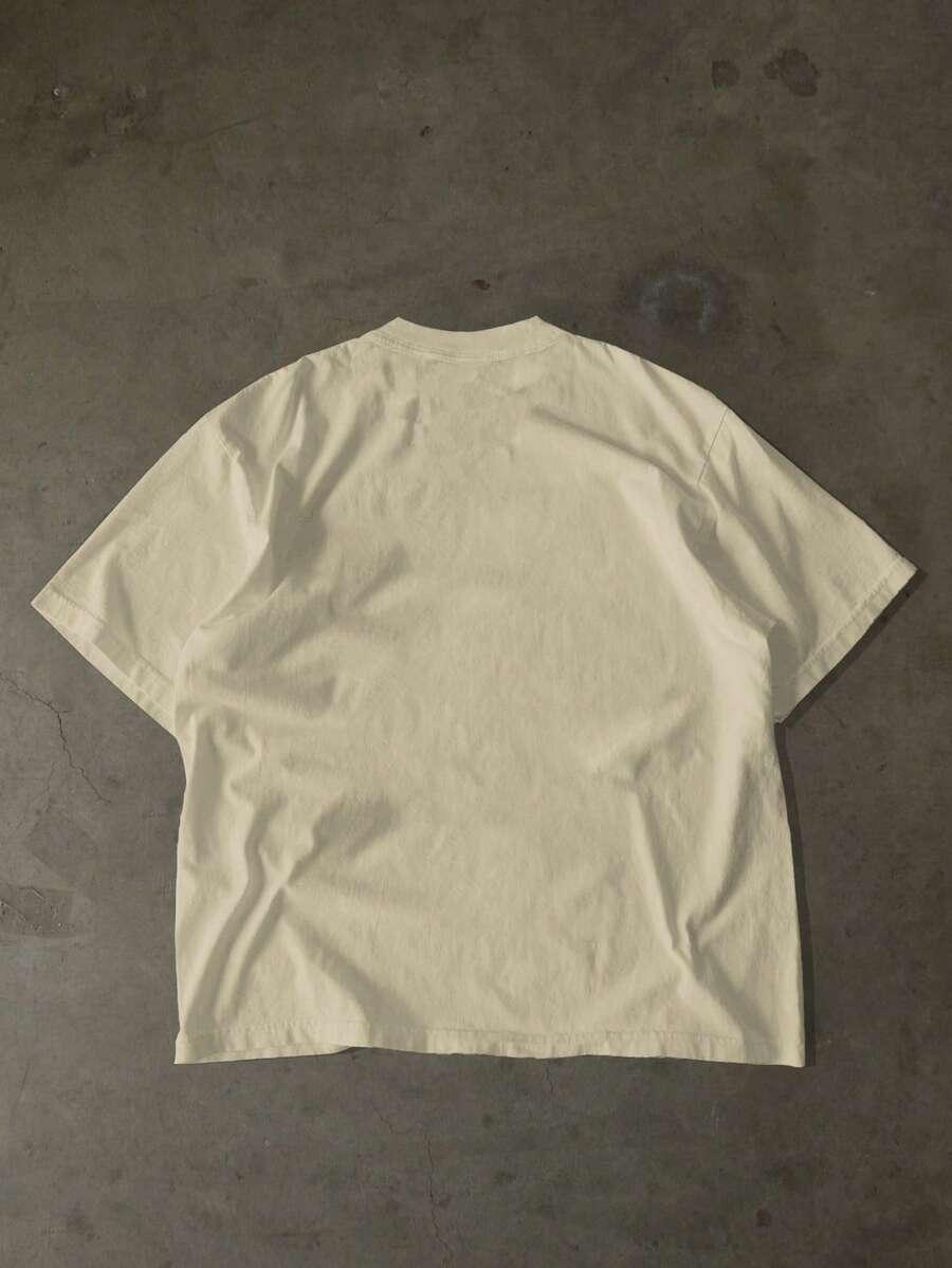 BEŻOWY T-SHIRT NADRUK