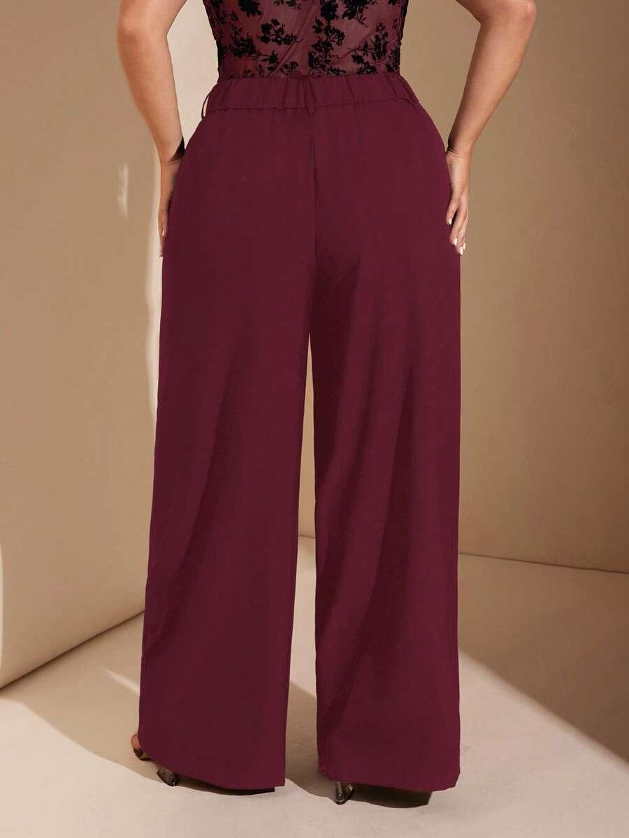 bordowe eleganckie spodnie 