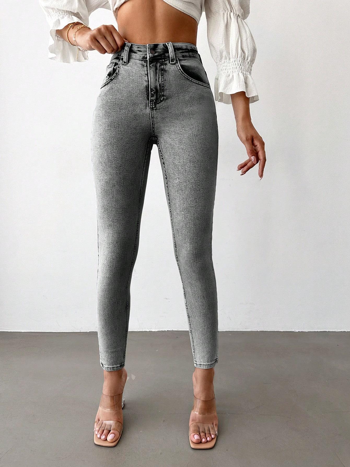 SZARE SPODNIE JEANS
