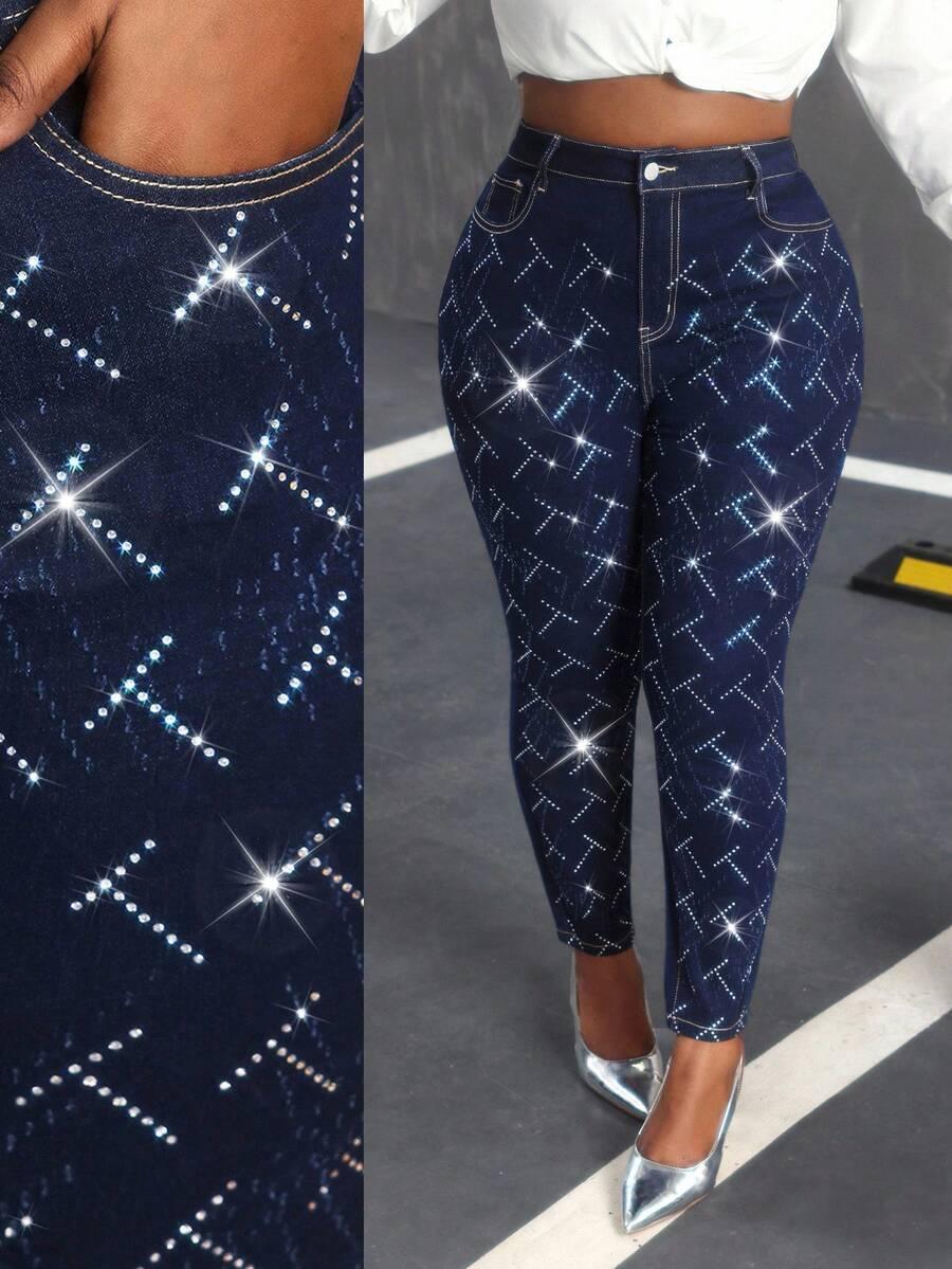 SPODNIE JEANS POŁYSK