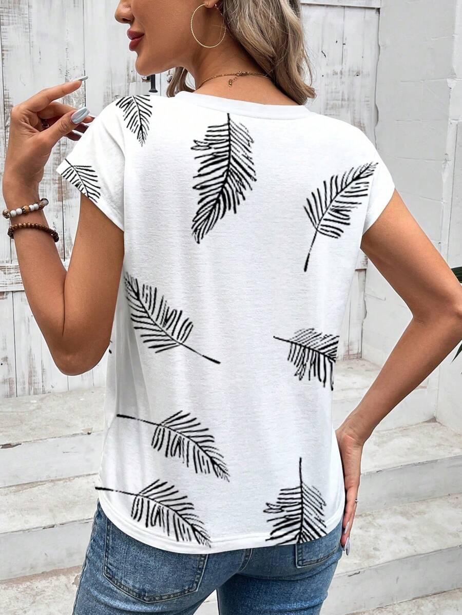 T-shirt nadruk liście 