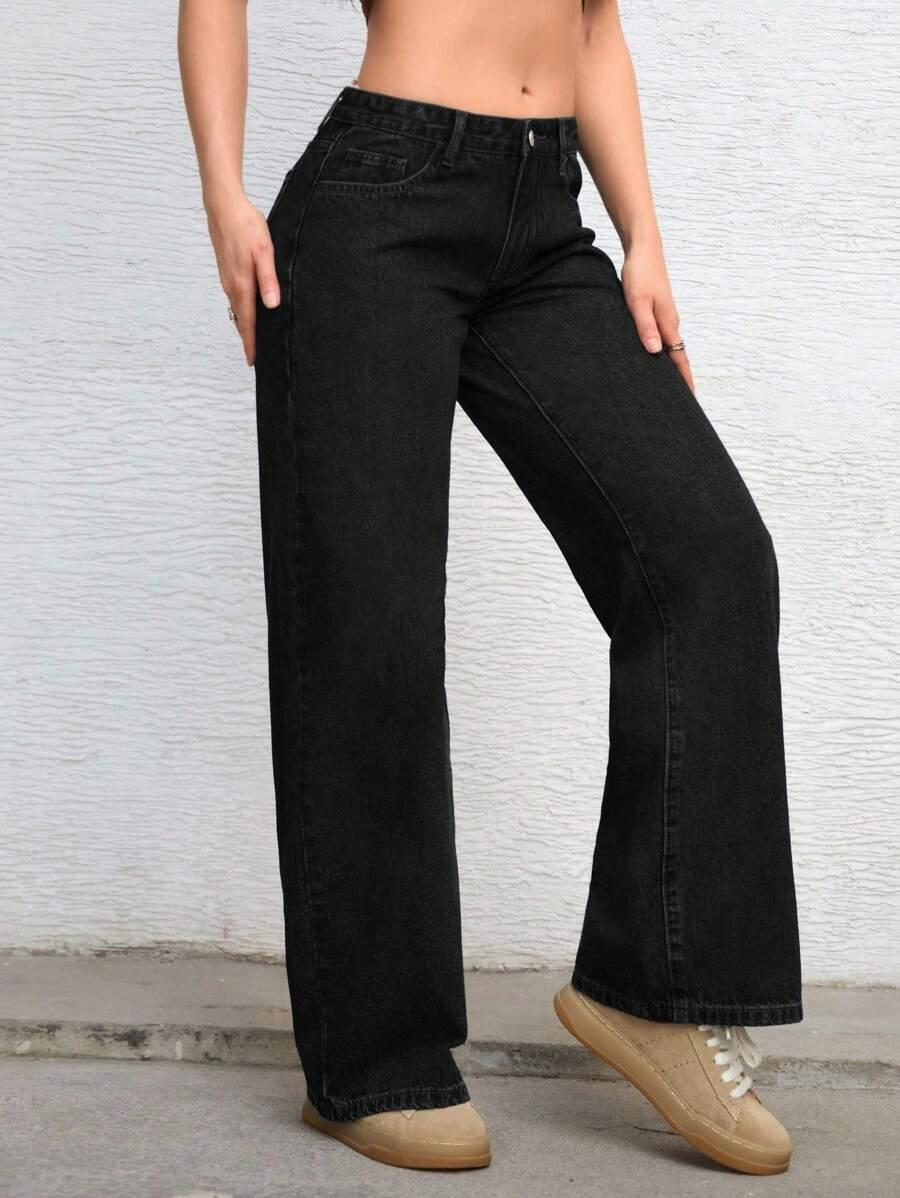 CZARNE SPODNIE JEANS 