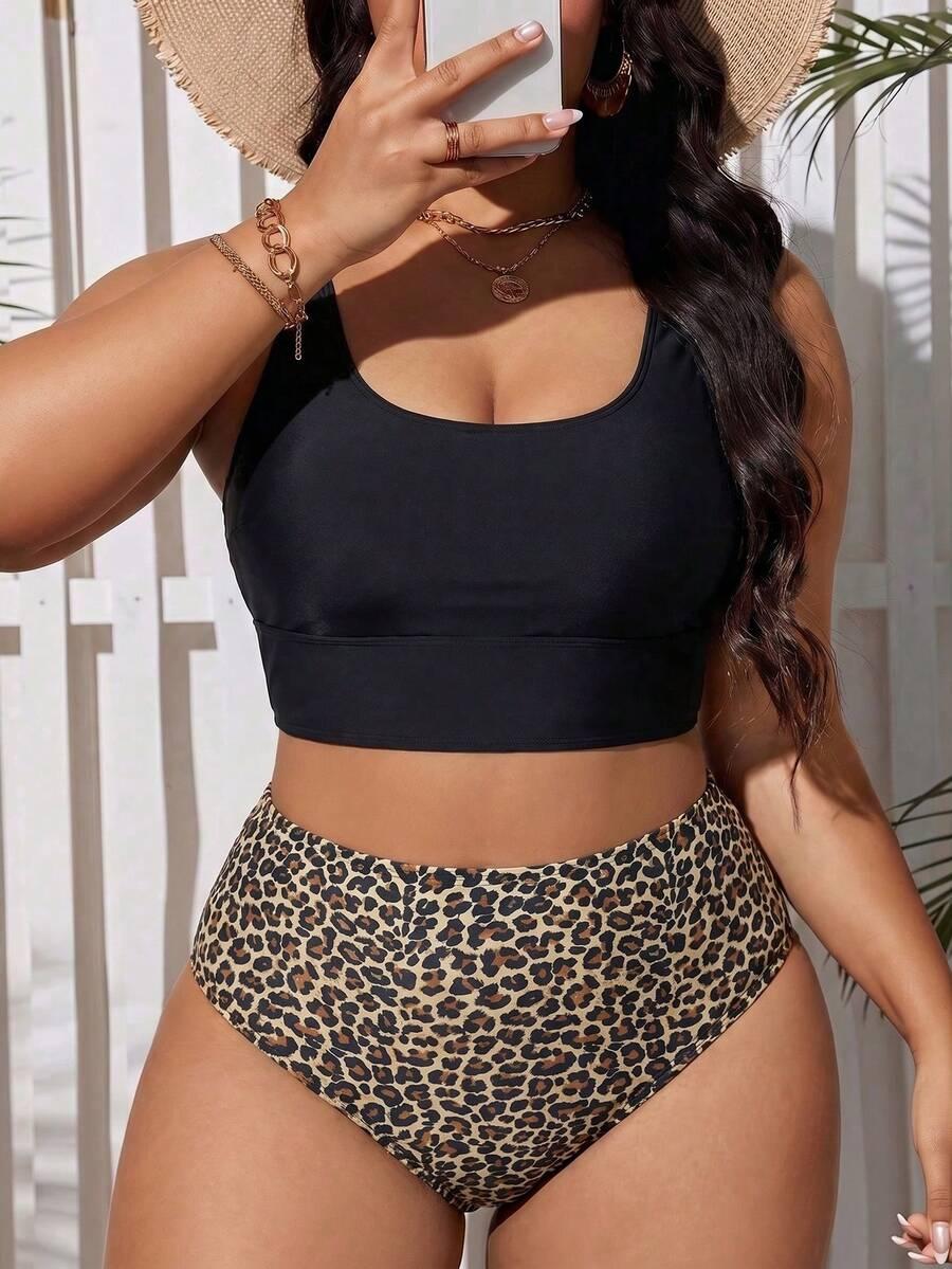 dwuczęściowy strój kąpielowy animal print