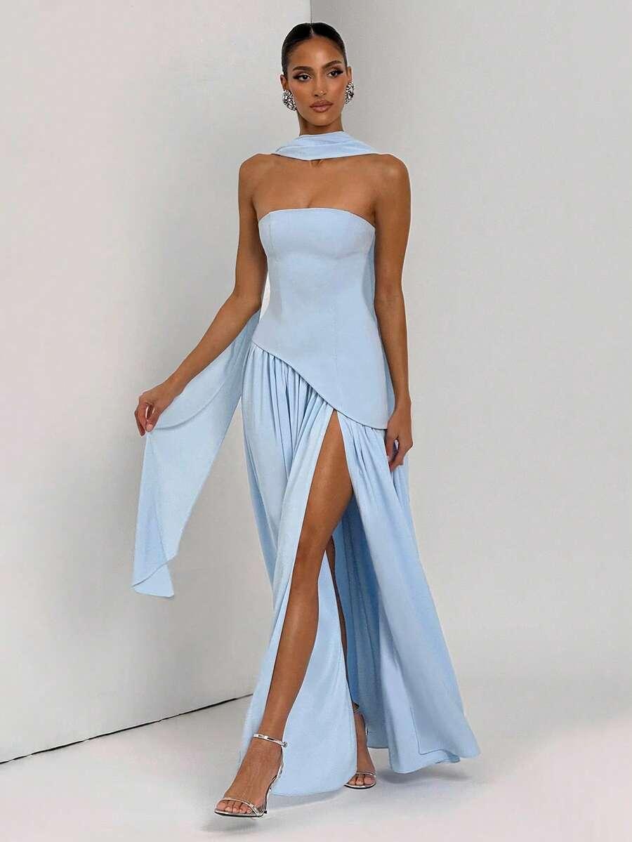 NIEBIESKA MAXI SUKIENKA 