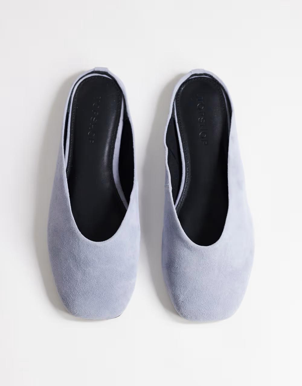 niebieskie klapki mule skóra naturalna casual