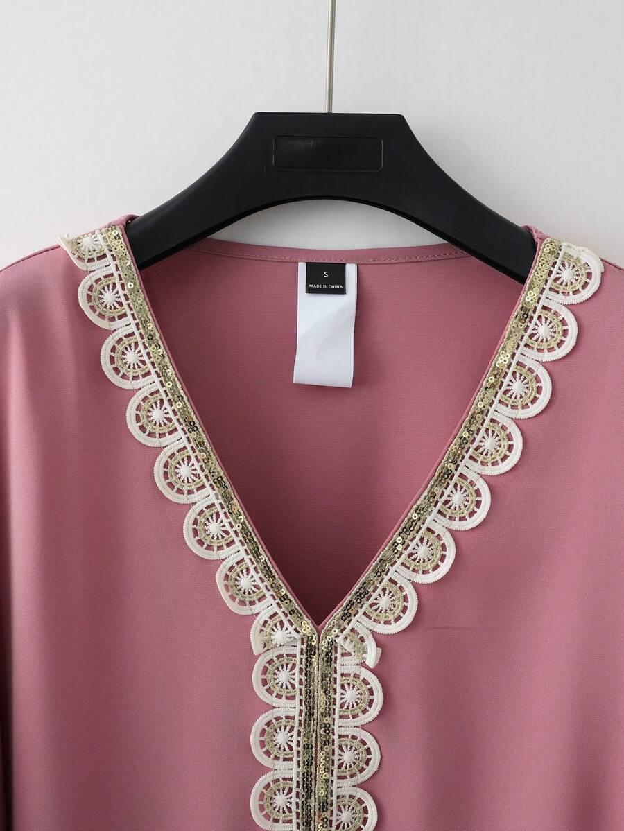 różowa sukienka v-neck