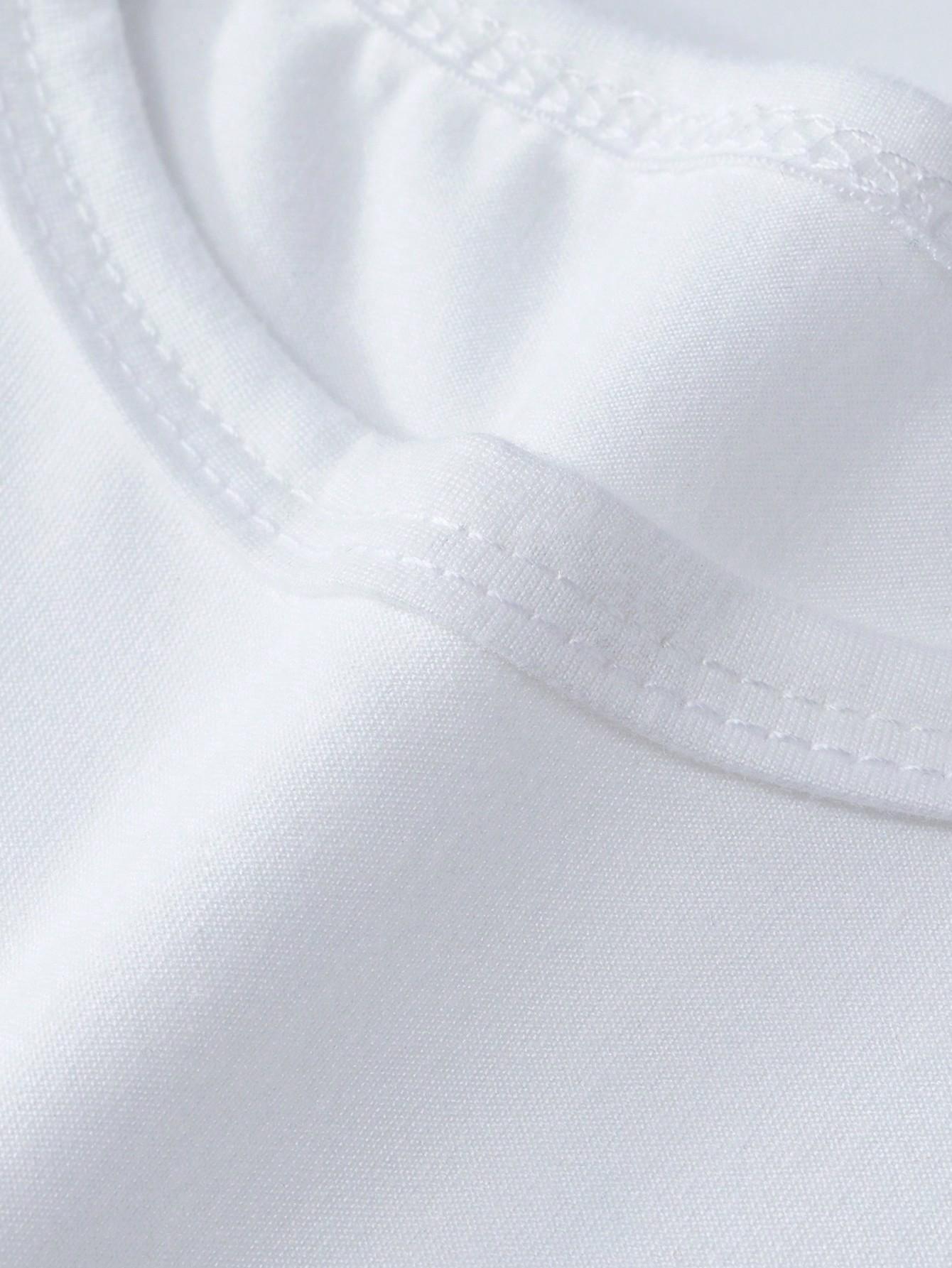 biały t-shirt okrągły dekolt 