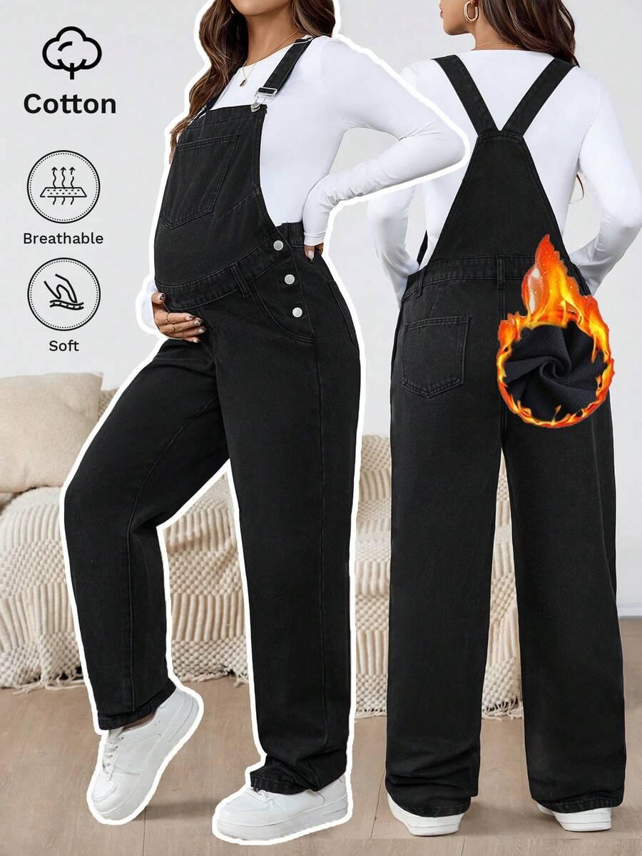 CZARNE OGRODNICZKI JEANS