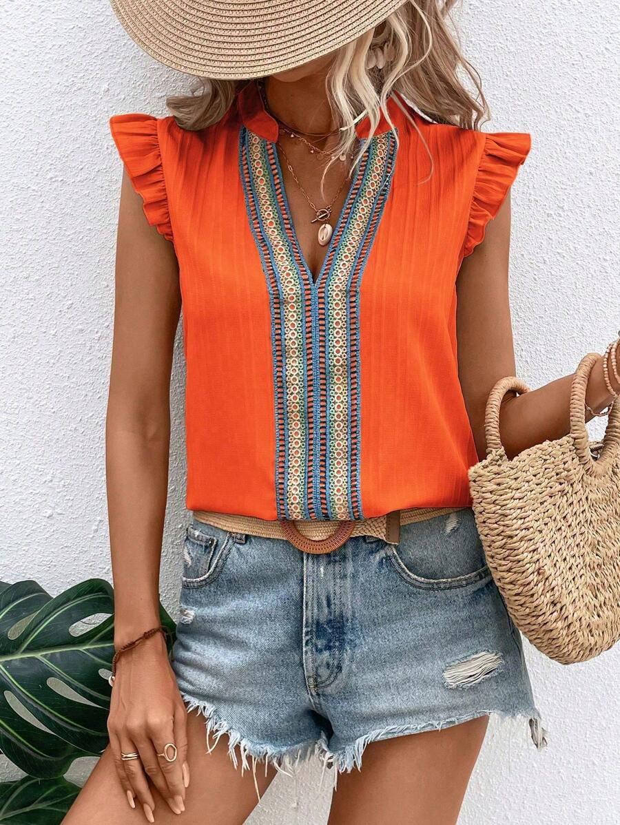 bluzka falbana v-neck