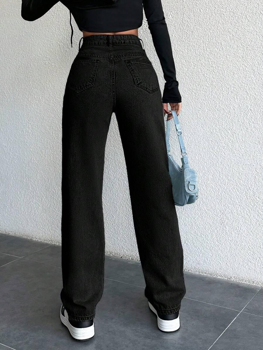CZARNE SPODNIE JEANS WYSOKI STAN