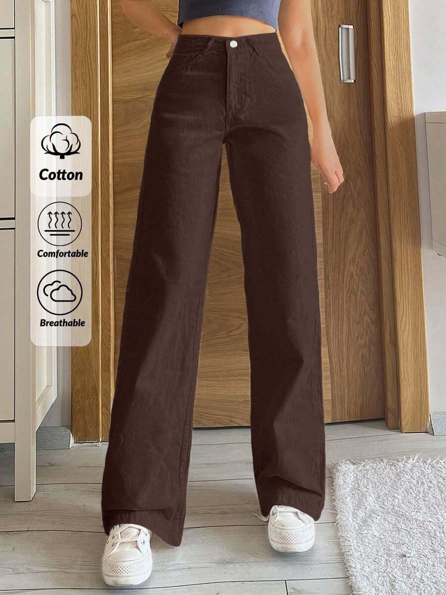 BRĄZOWE SPODNIE JEANS