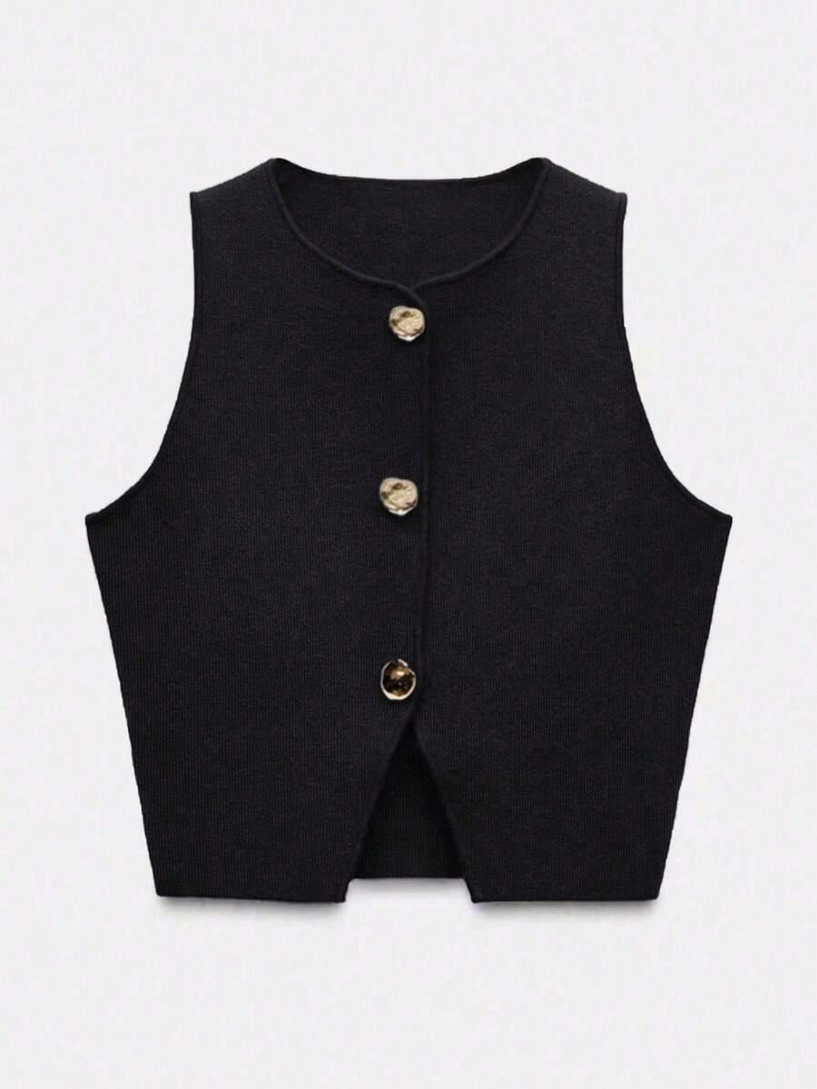 CZARNY TOP GUZIKI
