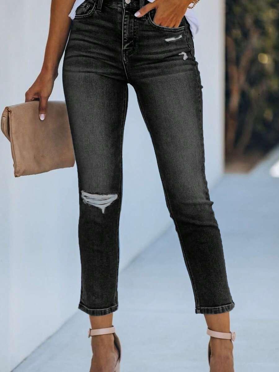 CZARNE SPODNIE JEANS
