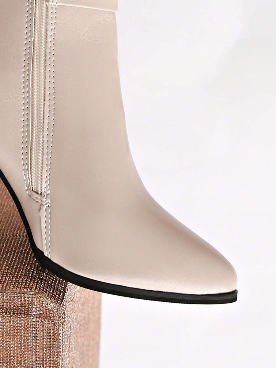 beżowe botki imitacja skóry