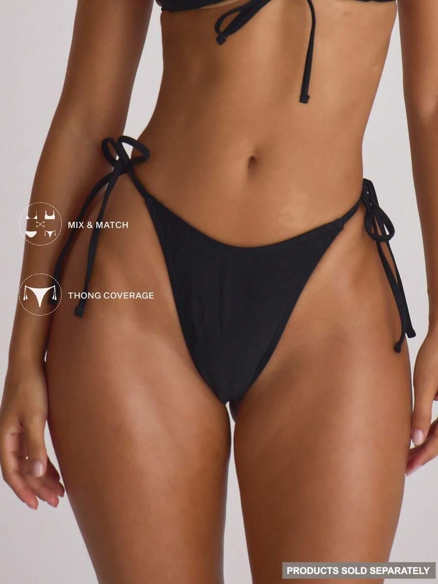 CZARNY DÓŁ OD BIKINI WIĄZANIE